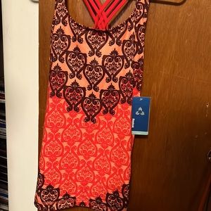 New orange and red Reebok yoga, tank top size large